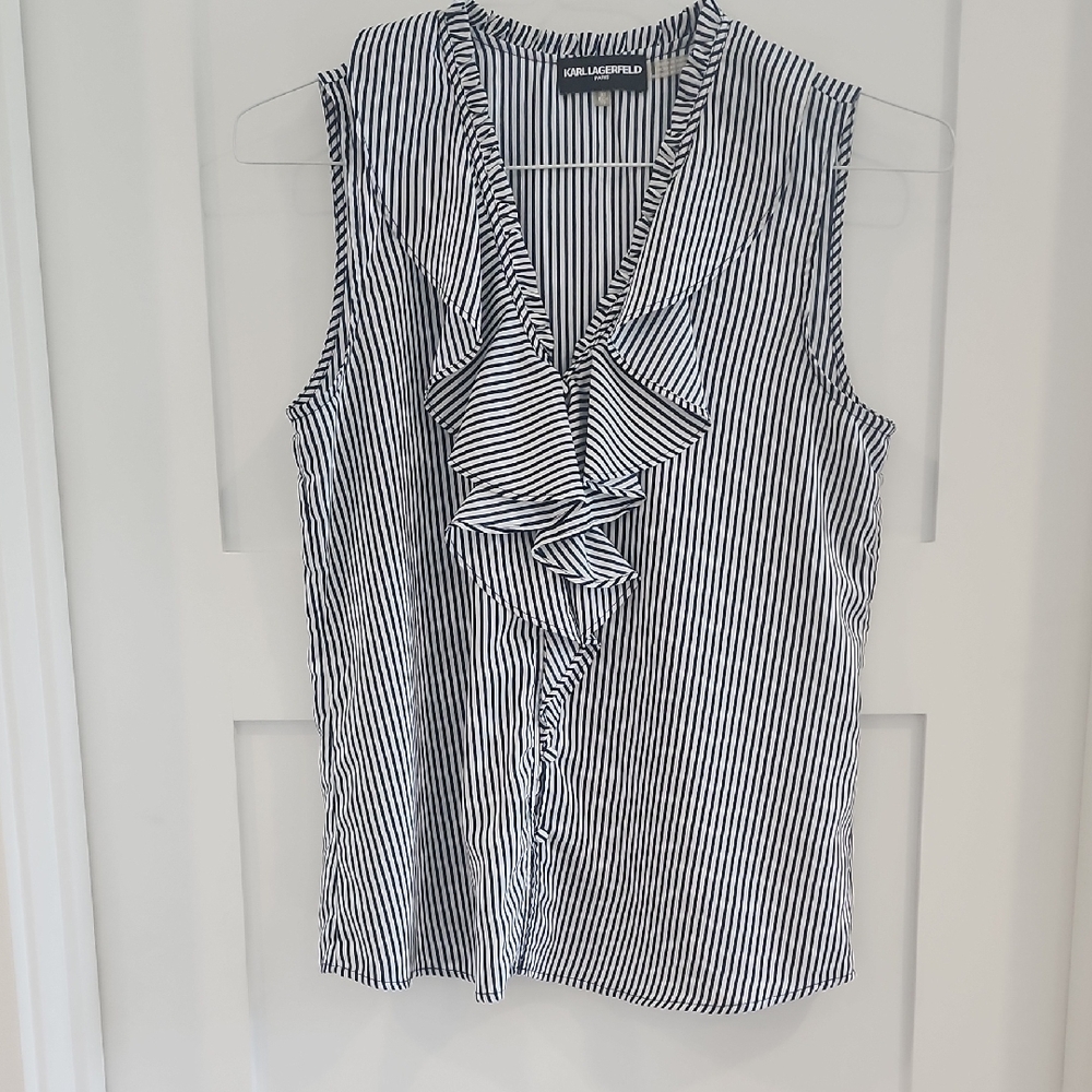 Black and White Striped Sleeveless Top